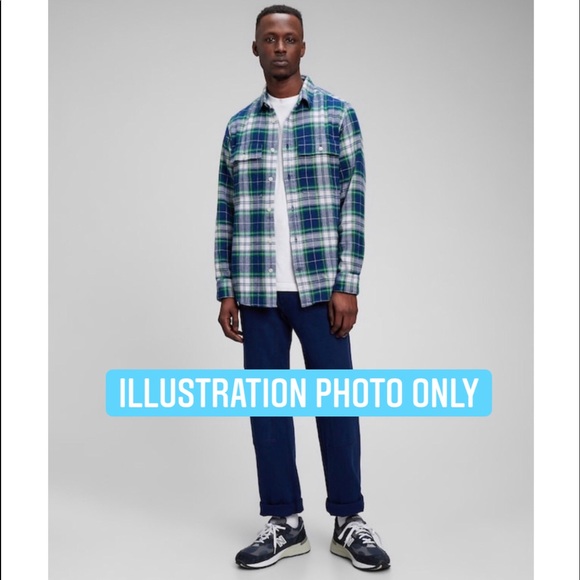 NEW GAP Plaid Shirt Long Sleeve Gray Medium Men’s - Picture 5 of 15